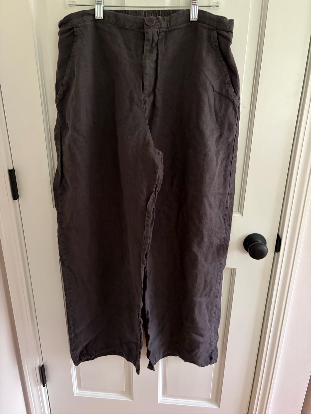 Flax Women's Linen Pants Wide Leg Black Lagenlook Size Medium
